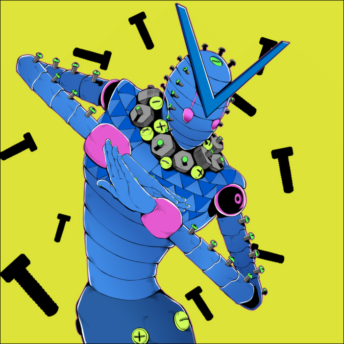 1boy, jojo_no_kimyou_na_bouken, jojolion, male_focus, nut_(hardware), nut_king_call, shiemasu, solo