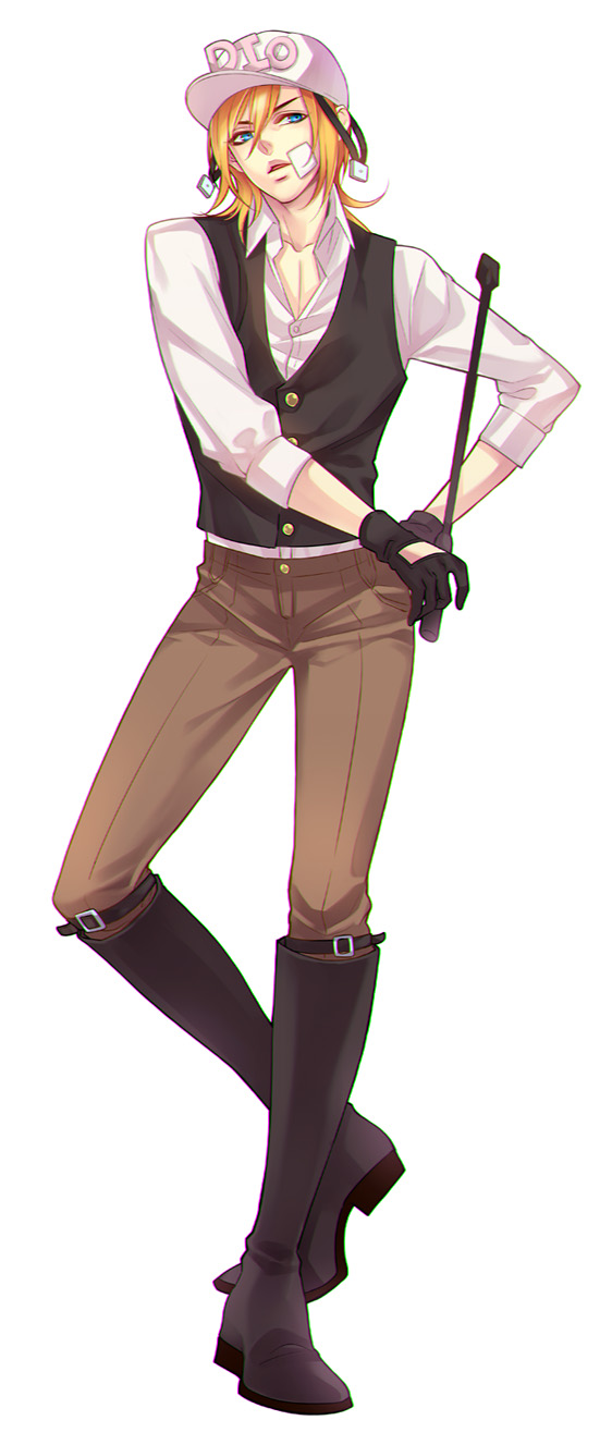 1boy, alternate_costume, bad_id, bad_pixiv_id, blonde_hair, blue_eyes, boots, diego_brando