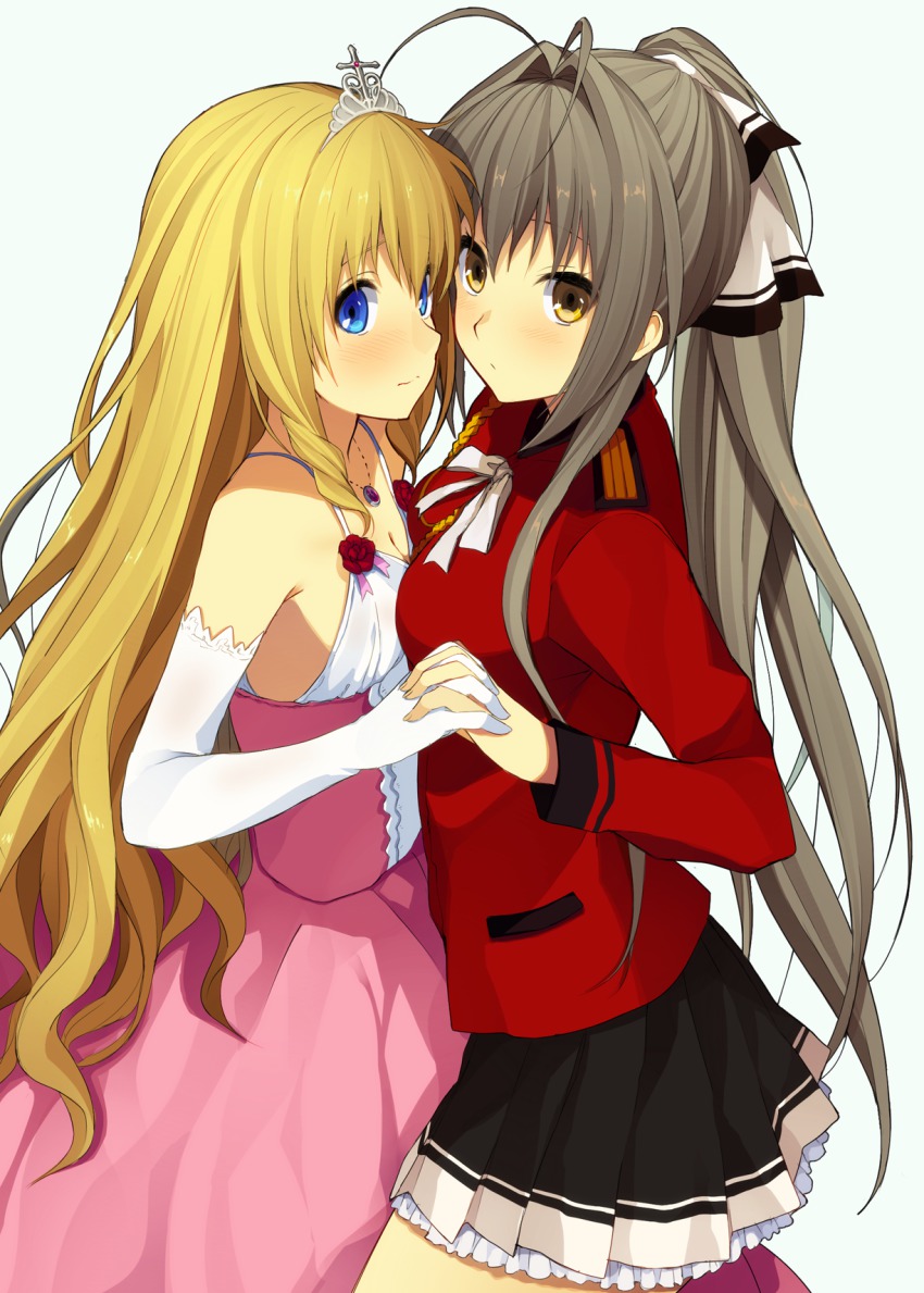 10s, 2girls, 3:, :/, age_difference, aiguillette, amagi_brilliant_park, blonde_hair