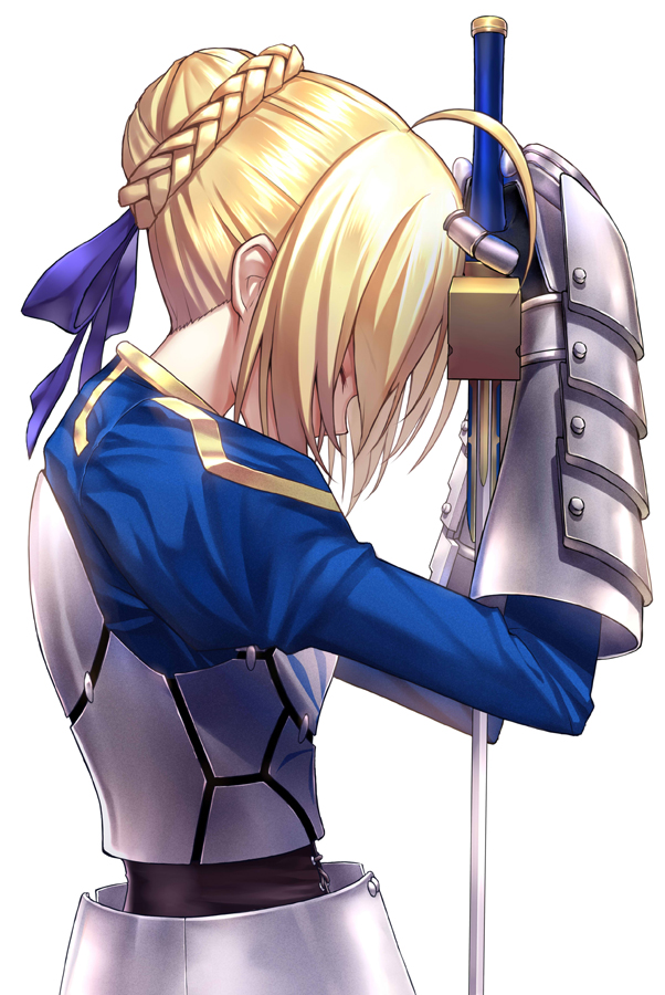 1girl, ahoge, armor, armored_dress, artoria_pendragon_(fate), blonde_hair, closed_eyes, dress