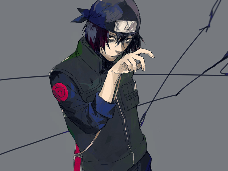 1boy, 8nemui, black_hair, gekkou_hayate, male_focus, naruto_(classic), naruto_(series), solo