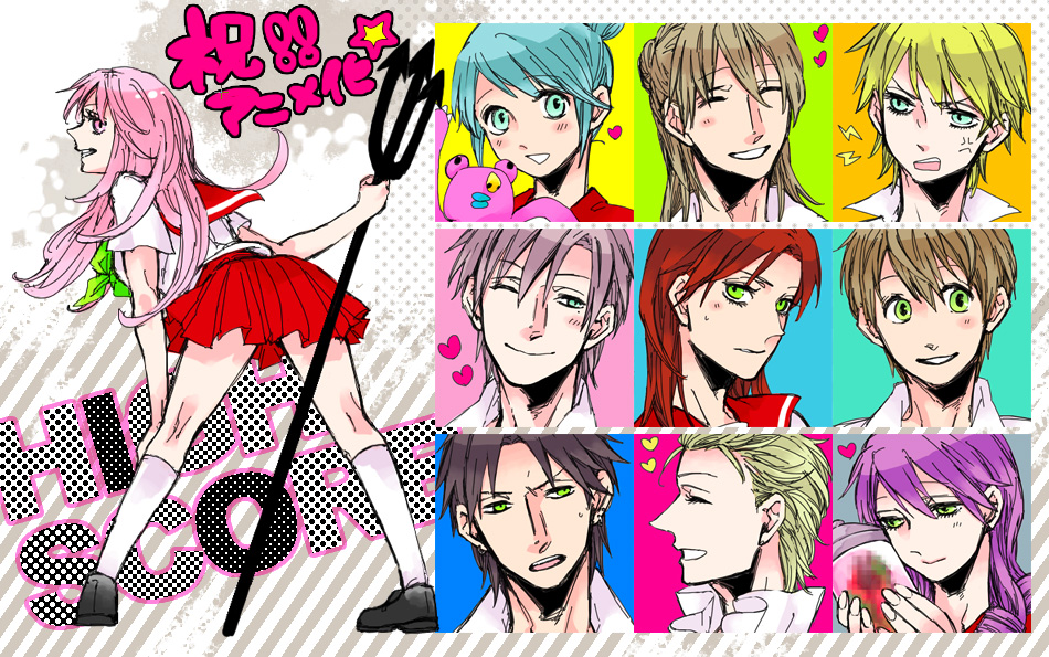 4girls, 6+boys, black_hair, blonde_hair, brothers, brown_hair, copeco, fujiwara_megumi