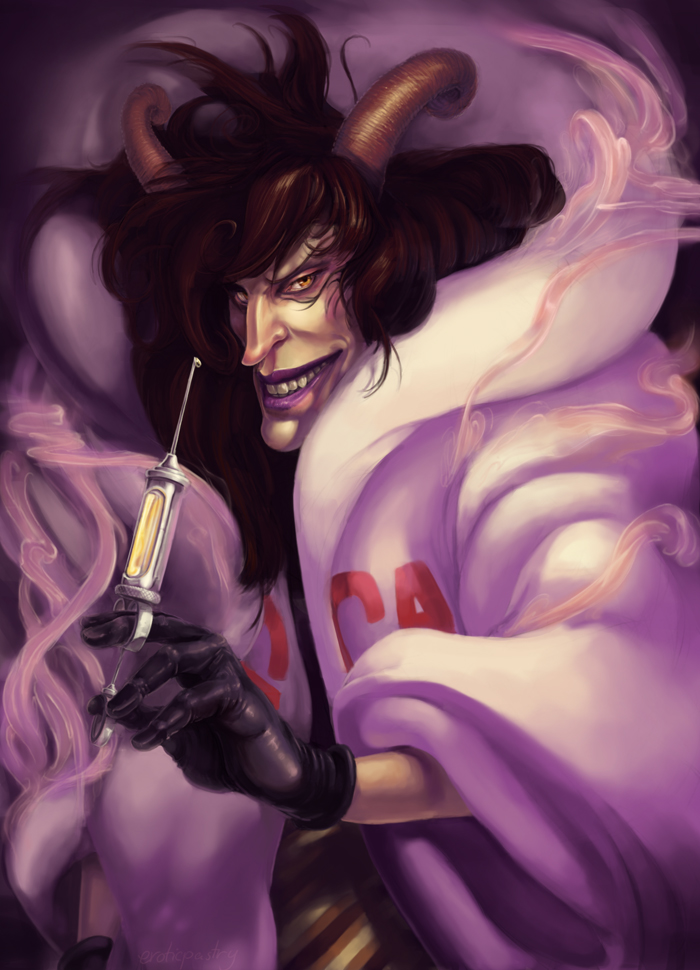 1boy, black_hair, caesar_clown, gloves, horns, long_hair, looking_at_viewer, lordofthepies