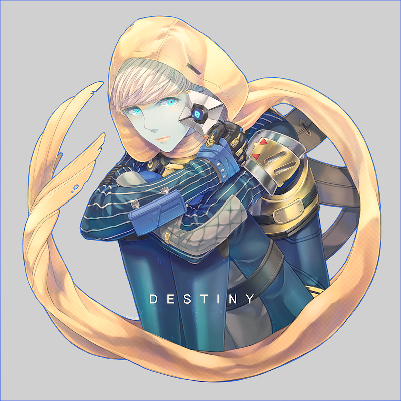 1girl, armor, blonde_hair, blue_eyes, blue_skin, cloak, colored_skin, copyright_name