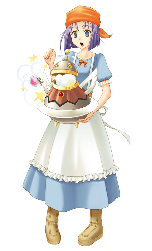 1girl, apron, bad_id, bad_pixiv_id, blue_eyes, boots, dragon_quest, dragon_quest_ix