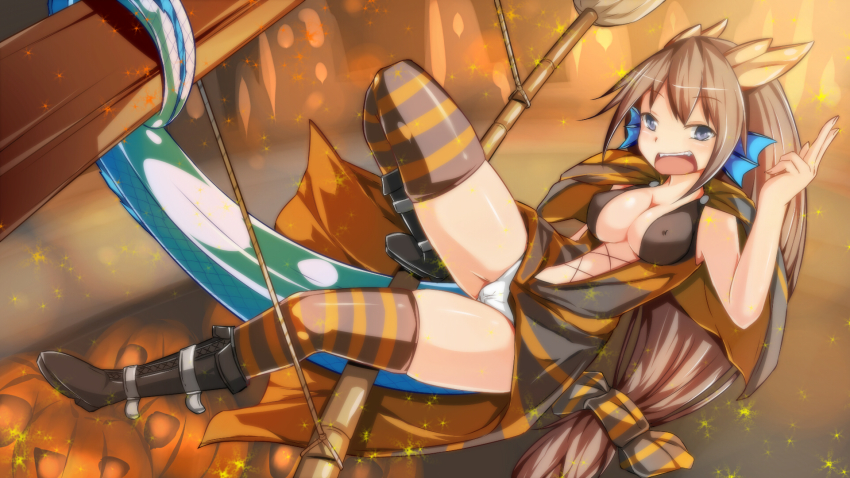 1girl, alternate_costume, bad_id, bad_pixiv_id, black_boots, blue_eyes, boots, breasts