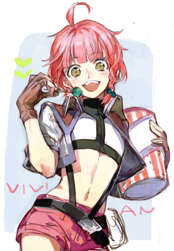 10s, ahoge, candy, character_name, cross_ange, fingerless_gloves, food, gloves