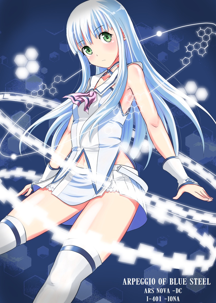 10s, 1girl, aoki_hagane_no_arpeggio, blue_hair, female_focus, gauntlets, green_eyes, highres