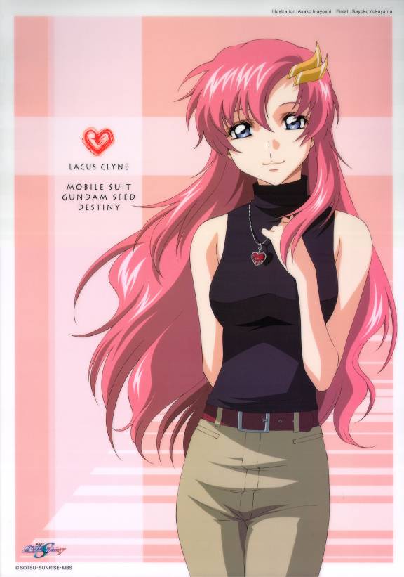 00s, bare_shoulders, blue_eyes, gundam, gundam_seed, gundam_seed_destiny, inayoshi_asako, lacus_clyne