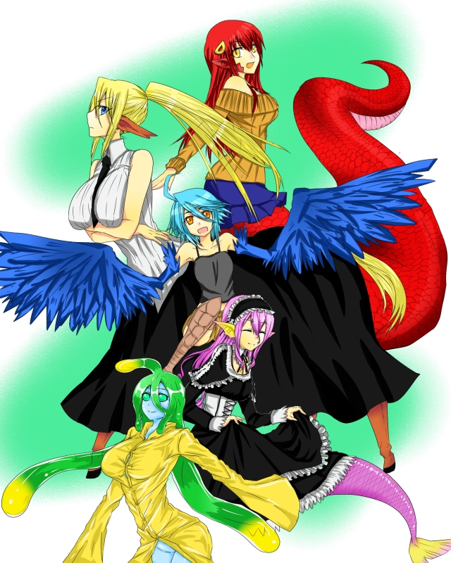 10s, 5girls, ahoge, animal_ears, aqua_eyes, bad_id, bad_pixiv_id, bare_shoulders