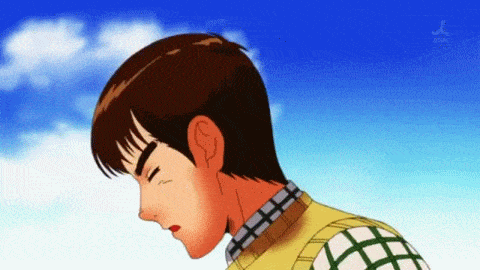 2boys, abe_takakazu, animated, animated_gif, joshiraku, kuso_miso_technique, lowres, meme