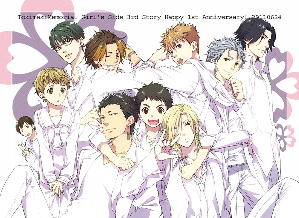 6+boys, \m/, aizawa_(tokimemo_gs3), bad_id, bad_pixiv_id, black_hair, blonde_hair, blue_hair