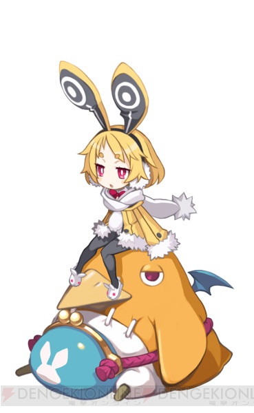 blonde_hair, playboy_bunny, disgaea, earmuffs, expressionless, fur_trim, harada_takehito, jacket