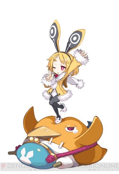 blonde_hair, playboy_bunny, disgaea, earmuffs, expressionless, fur_trim, harada_takehito, jacket