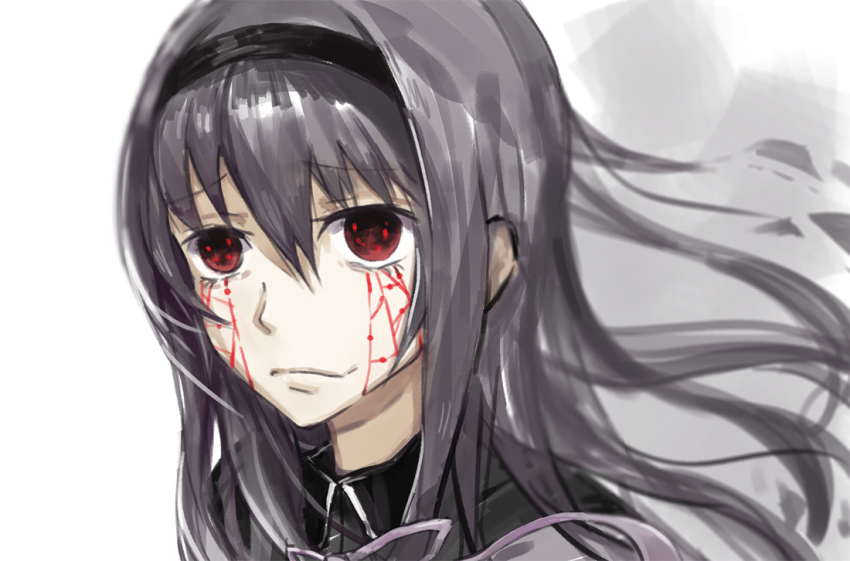 10s, 1girl, akemi_homura, akemi_homura_(magical_girl), ashthorn, bad_id, black_hair, female_focus