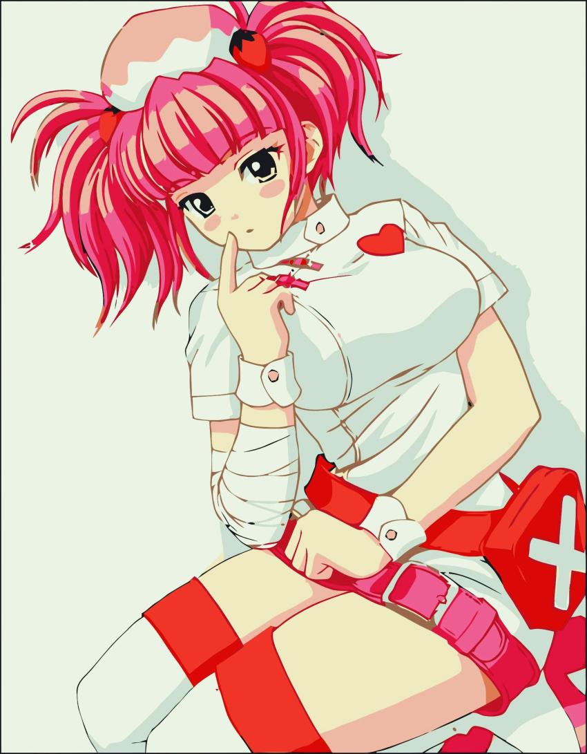 1girl, absurdres, bemani, female_focus, finger_to_mouth, hat, highres, milk_(pop'n_music)