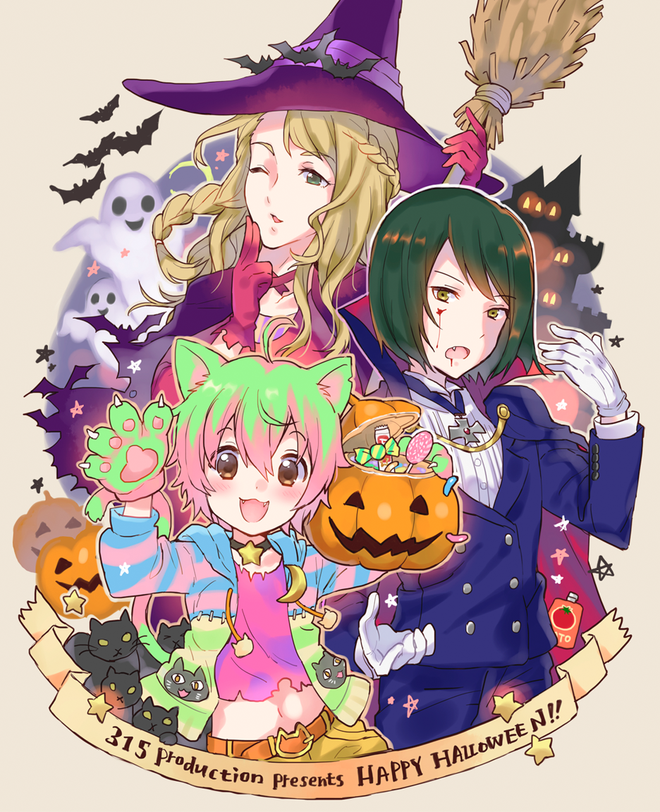 10s, 3boys, :3, :d, x_mouth, ;d, ahoge, animal_hands