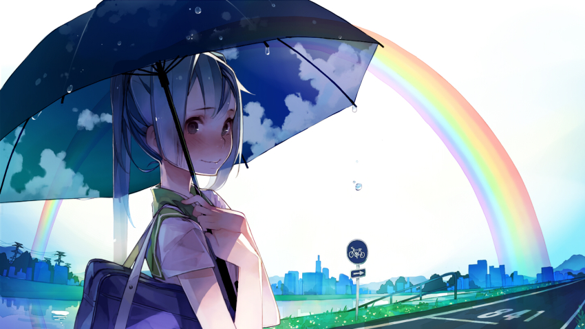 1girl, aqua_hair, bag, black_eyes, blush, female_focus, hatsune_miku, long_hair