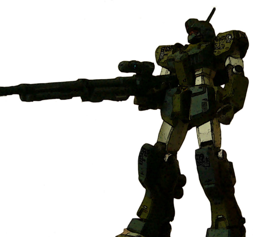 gm_(mobile_suit), gm_sniper_custom, gun, gundam, gundam_msv, highres, mecha, rifle