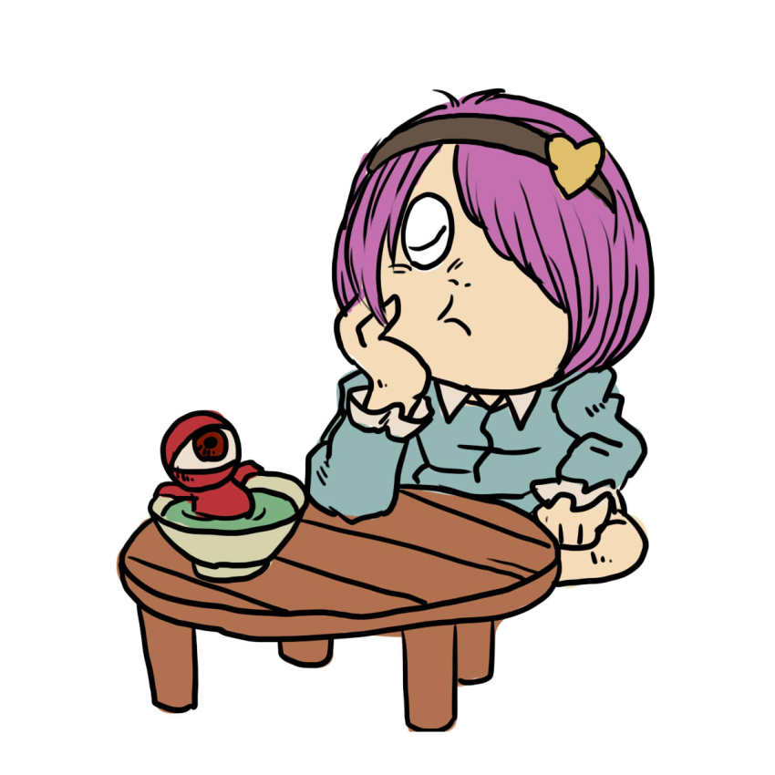 bathing, chanta_(ayatakaoisii), closed_eyes, crossover, gegege_no_kitarou, hair_over_one_eye, hairband, hand_on_own_cheek