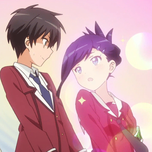 10s, 1boy, 1girl, andou_jurai, animated, animated_gif, black_hair, blazer
