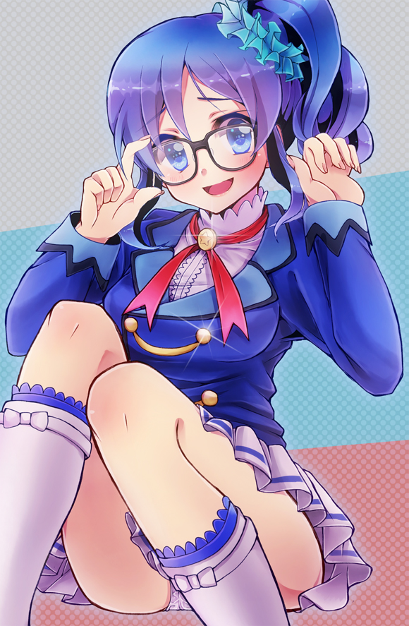 10s, 1girl, 81_(mellowry), :d, aikatsu!, aikatsu!_(series), bespectacled, blazer