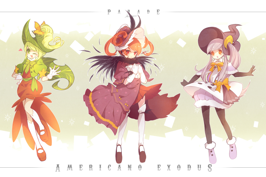 1boy, 2girls, amel, americano_beans, americano_exodus, blonde_hair, copyright_name, gangsun