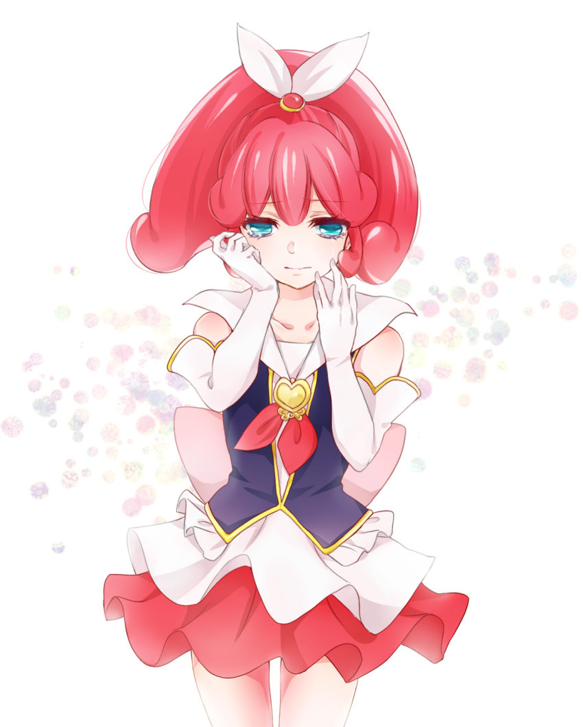 10s, 1girl, blue_eyes, brooch, cure_mirage, elbow_gloves, female_focus, gloves