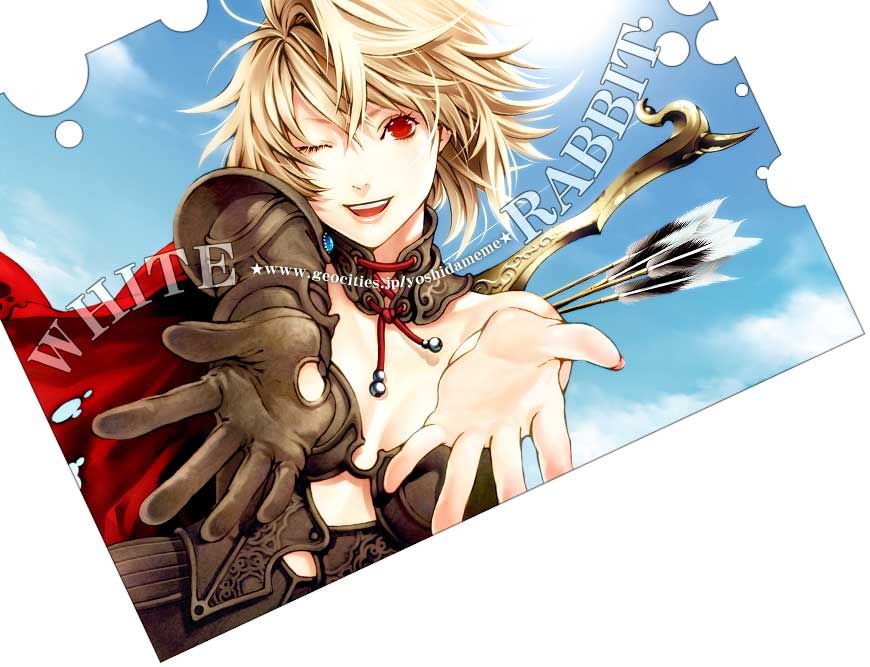 1girl, ;d, arrow_(projectile), asymmetrical_clothes, bare_shoulders, blonde_hair, bow_(weapon), breasts