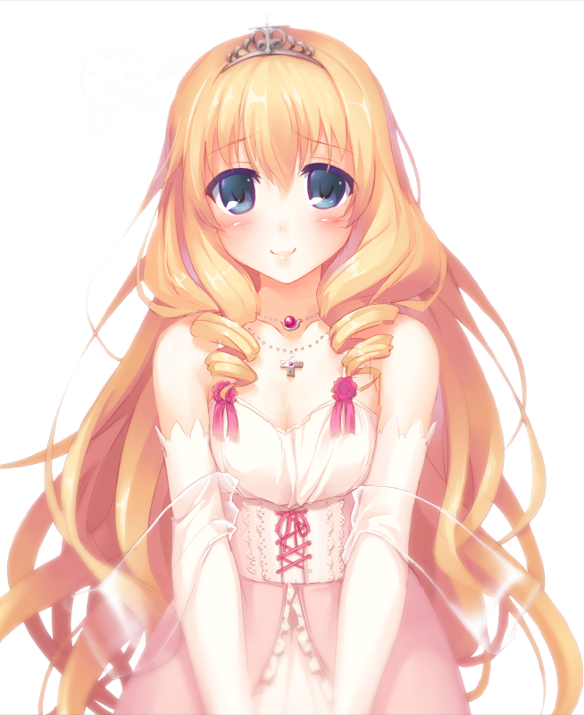 10s, 1girl, amagi_brilliant_park, bad_id, bad_pixiv_id, bare_shoulders, blonde_hair, blue_eyes