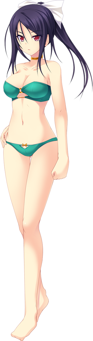 1girl, anata_no_koto_wo_suki_to_iwasete, bare_shoulders, bikini, breasts, cleavage, cygnus_(cygnus7), feet