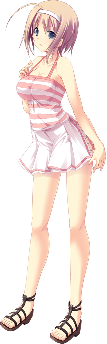 1girl, anata_no_koto_wo_suki_to_iwasete, blonde_hair, blue_eyes, breasts, cleavage, cygnus_(cygnus7), feet