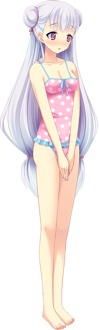 1girl, anata_no_koto_wo_suki_to_iwasete, barefoot, blush, breasts, cleavage, cygnus_(cygnus7), double_bun