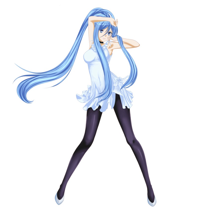 10s, 1girl, aoki_hagane_no_arpeggio, armpits, arms_up, black_pantyhose, blue_eyes, blue_hair