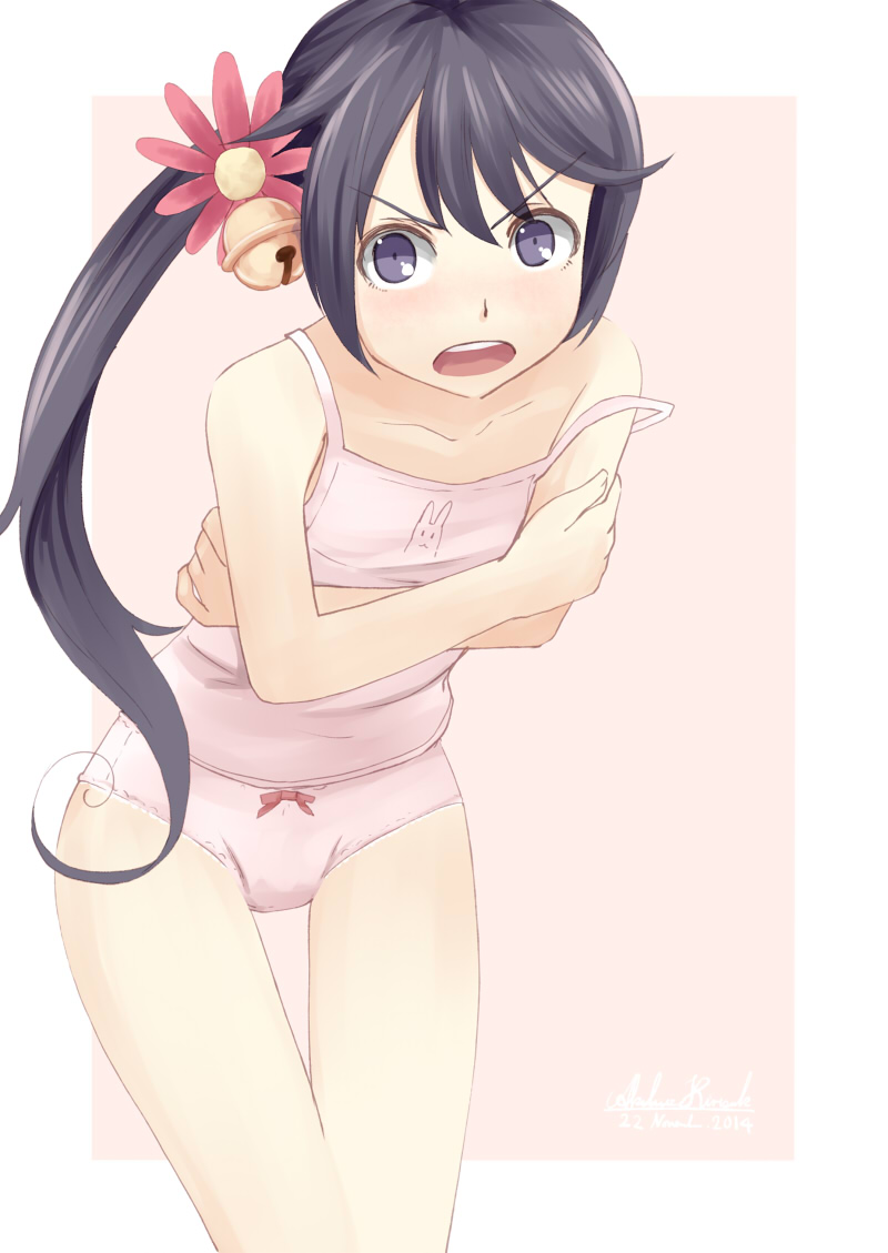 10s, 1girl, akebono_(kancolle), bell, blush, bow, bow_panties, cameltoe