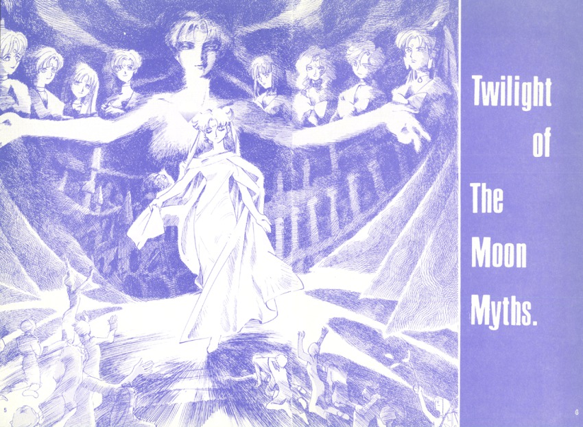 6+girls, aino_minako, bishoujo_senshi_sailor_moon, bishoujo_senshi_sailor_moon_(first_season), closed_eyes, cover, cover_page, crescent