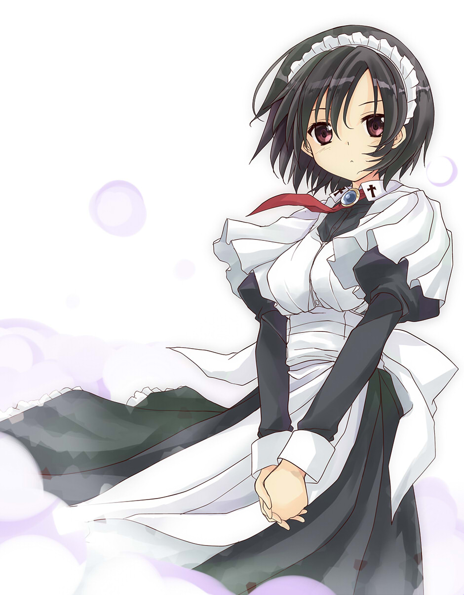 1girl, black_hair, female_focus, highres, kaoru_(tsuki_tsuki!), kaorun, looking_at_viewer, maid