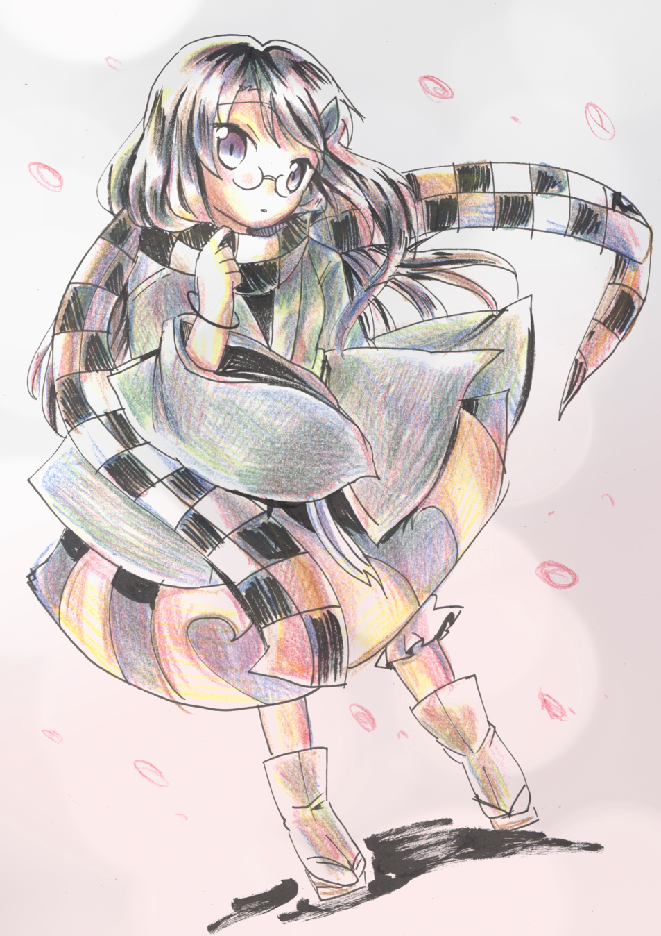 1girl, brown_eyes, brown_hair, futatsuiwa_mamizou, futatsuiwa_mamizou_(human), glasses, hair_ornament, hairclip