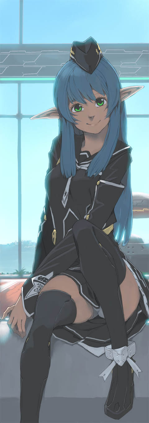 1girl, akinbo_(hyouka_fuyou), bad_id, bad_pixiv_id, blue_hair, blush, female_focus, green_eyes