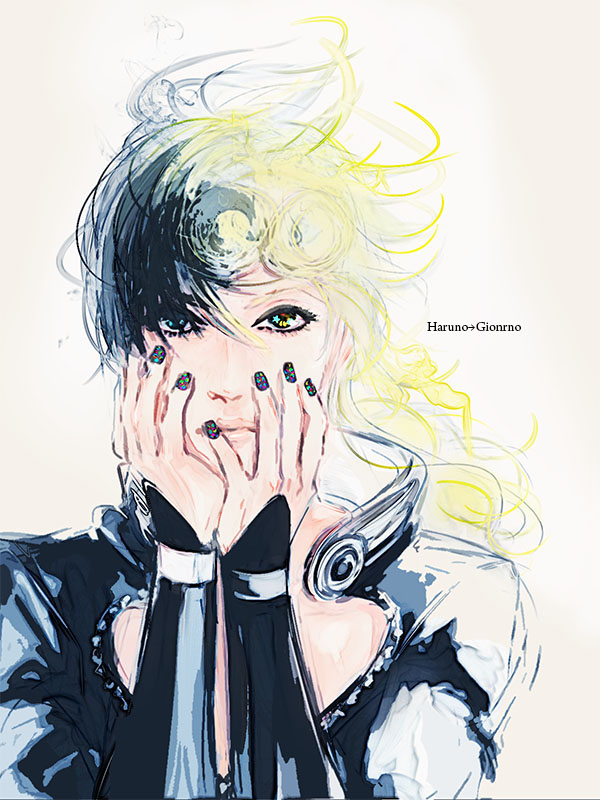 1boy, black_hair, blonde_hair, dual_persona, giorno_giovanna, haruno_shiobana, jojo_no_kimyou_na_bouken, male_focus