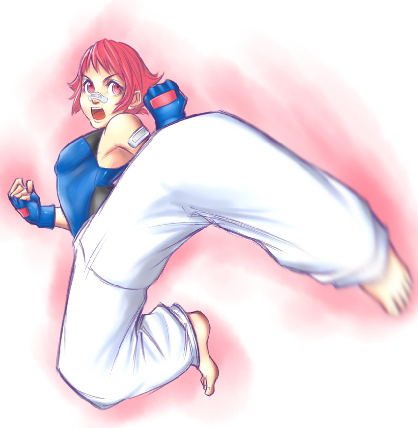 00s, 1girl, arcbuncle, bad_id, bad_pixiv_id, baggy_pants, bandaid, bandaid_on_face