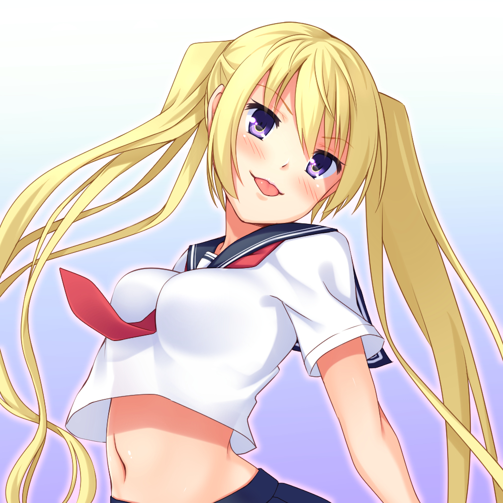 10s, 1girl, :p, alternate_costume, bad_id, bad_pixiv_id, between_breasts, blonde_hair