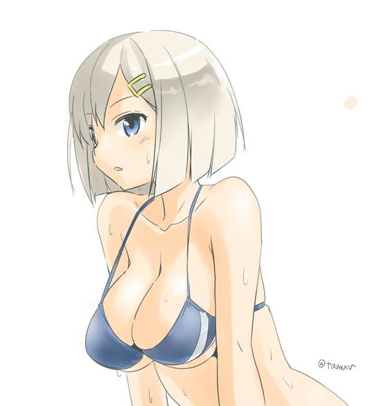 10s, 1girl, bare_shoulders, bikini, blue_bikini, blue_eyes, breasts, cleavage
