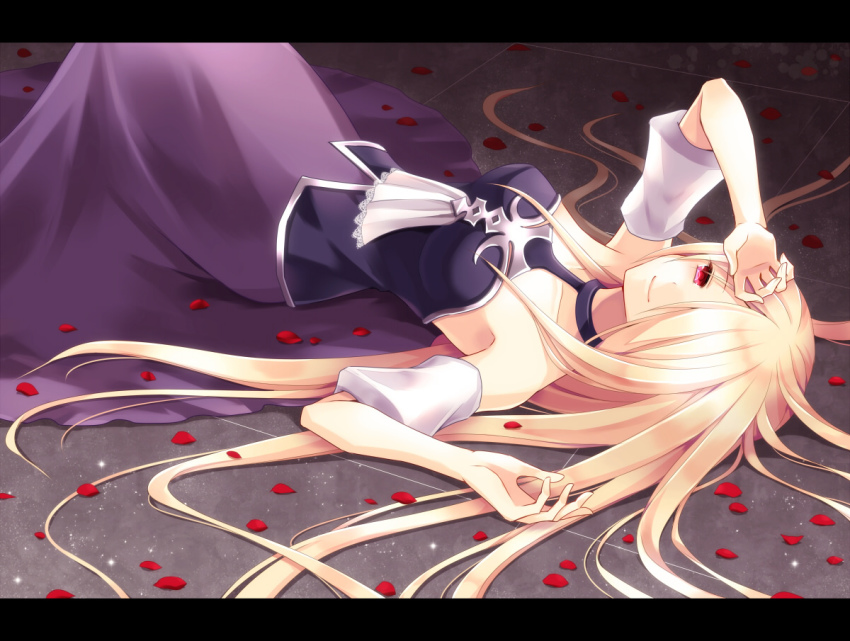 1girl, ascot, bad_id, bad_pixiv_id, bare_shoulders, blonde_hair, collarbone, detached_sleeves