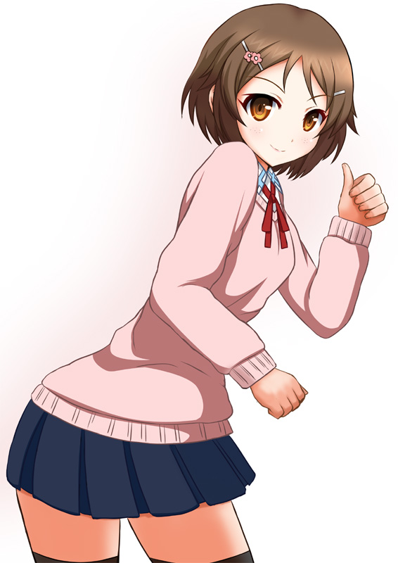 10s, 1girl, brown_eyes, brown_hair, hair_ornament, hairclip, lisbeth_(sao), natsuzakura_yuuki