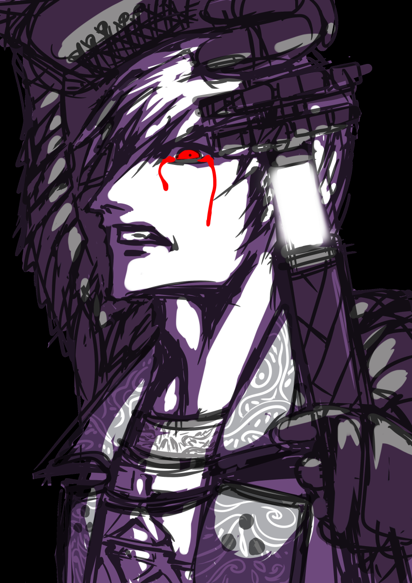 absurdres, heike_gani, highres, jacket, katana, male_focus, mitsunari_ishida, red_eyes