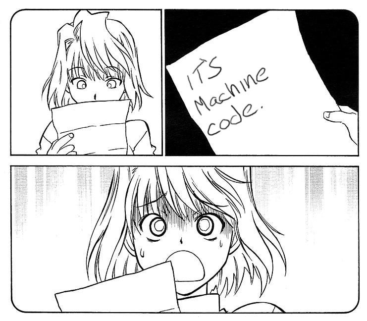 1girl, arcueid_brunestud, d:, greyscale, holding, holding_paper, kirishima_takeru, machine_code