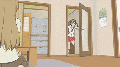 00s, 3girls, angry, animated, animated_gif, anime_screenshot, bullet_time, holding, holding_paper, lowres, minami-ke, minami_chiaki, minami_haruka, minami_kana, multiple_girls, paper, siblings, sisters, surprised, thighhighs