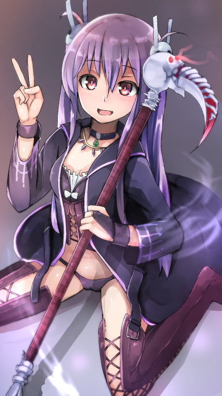 1girl, battery_aida_ni_misu_ga_deta, black_panties, boots, bridal_gauntlets, rabbit_hair_ornament, bustier, cameltoe