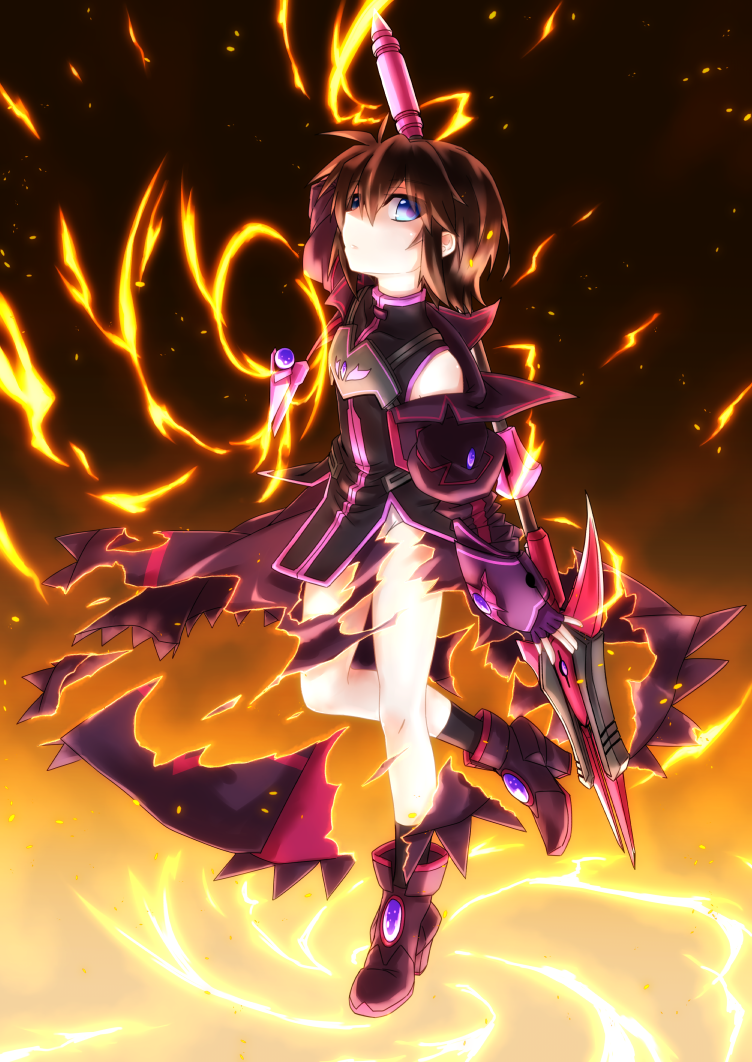 1girl, black_socks, blue_eyes, blush, boots, brown_hair, dress, female_focus